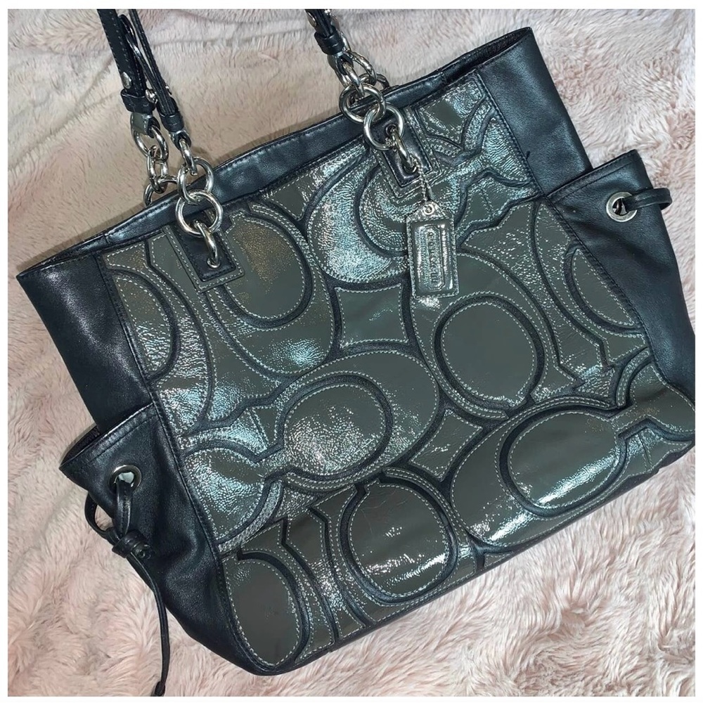 Coach Colette Leather Signature Overlay handbag
